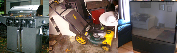 tv, lawn mower and bbq pick up